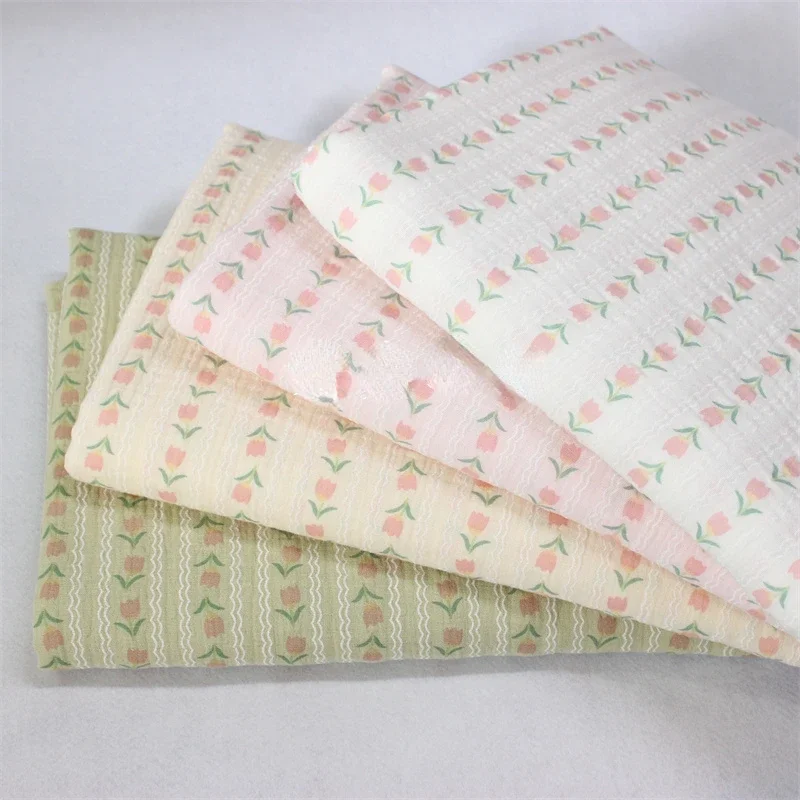 135x50cm Soft and Comfy Tulip Print Design Cotton Fabric, for DIY Projects Home Decoration Baby Sleeping Wearcloth Sewing Cloth
