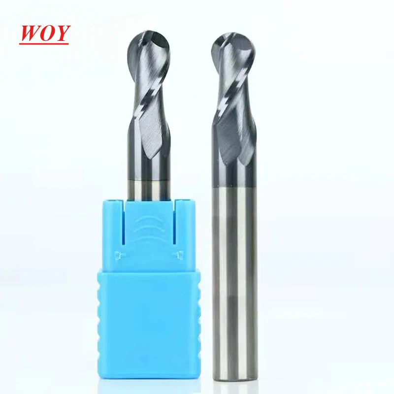 WOY Ball nose end mill 2 flutes R0.5-R6.0 cnc end milling cutter for metal face and slot machining hrc50 coated end mills