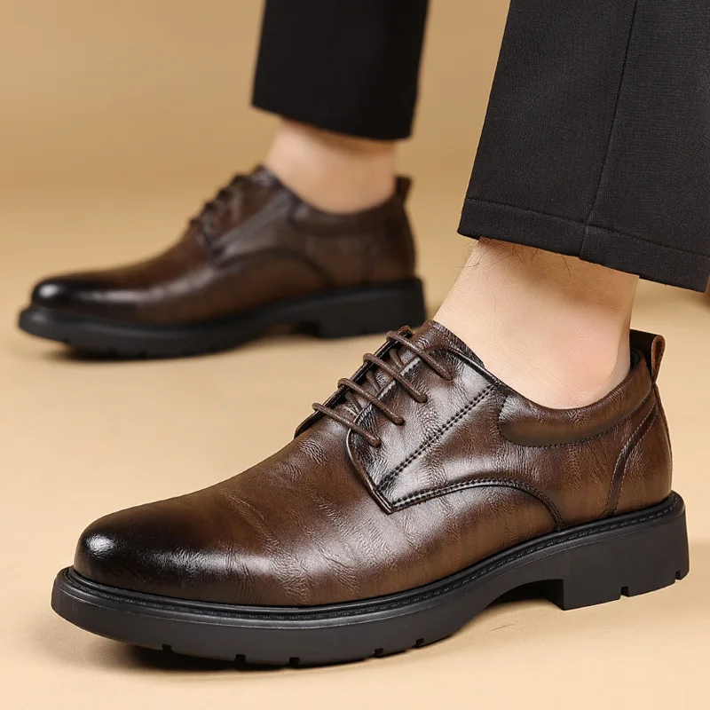 

Men's casual business leather shoes, wedding groom shoes, dress shoes, retro formal leather shoes