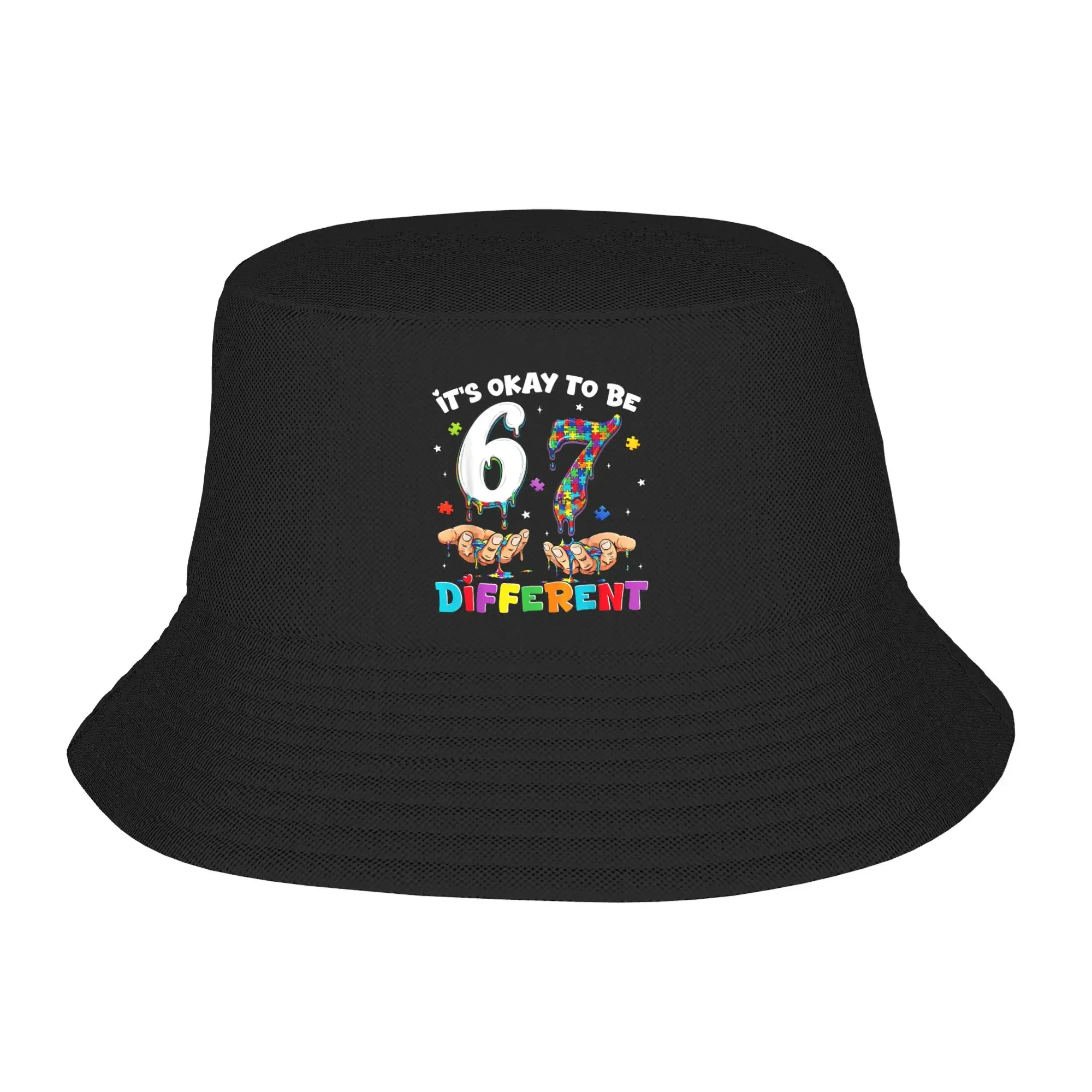 New Six Seven Autism Awareness 6 7 Meme Its Ok to Be Different Bucket Hat Summer Trendy Fisherman Hats Unisex Soft Fold Hunting