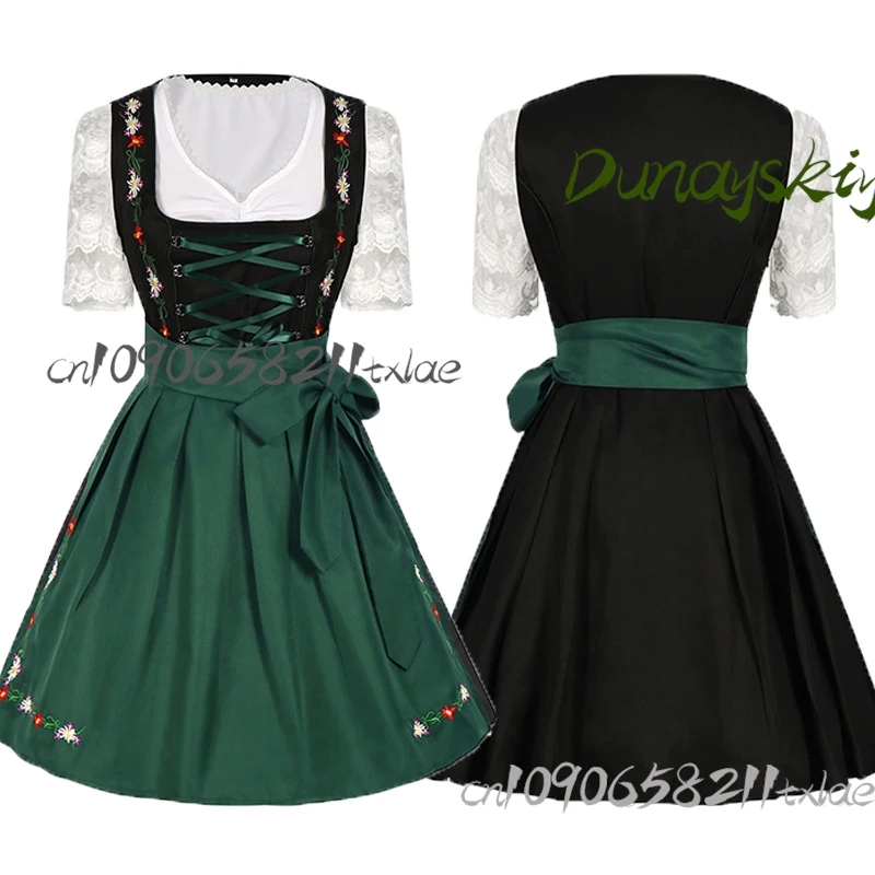 

2025 Bavarian Beer Maid Dress - Lace-up Corset Mini Dress with Detachable Apron & Beer Stein Chain