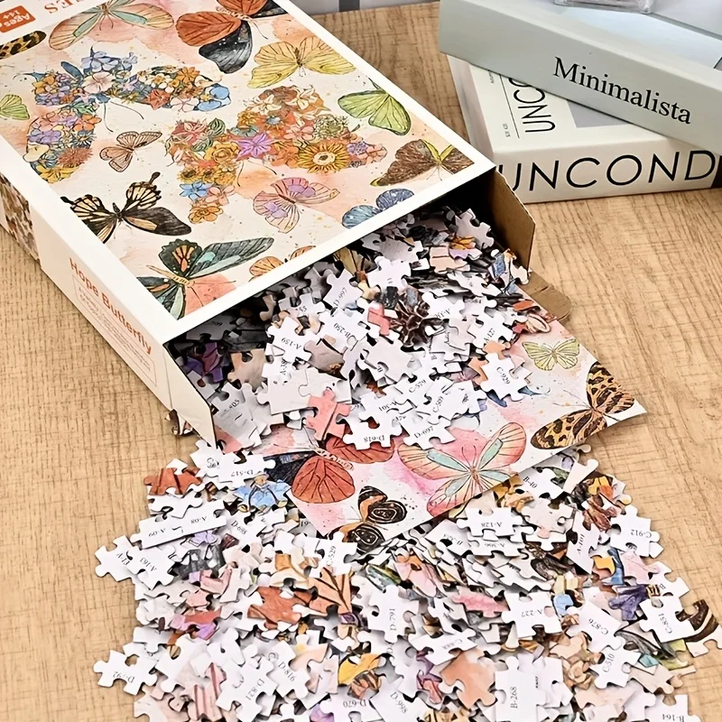 Puzzle a farfalla da 1000 pezzi: design ad acquerello vibrante, puzzle di carta 70x50 cm per arte decorativa da parete per adulti