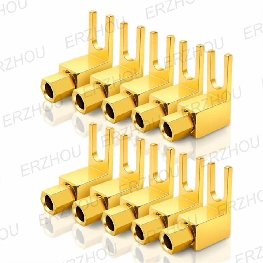 

100Pcs Brass Speaker Fork Terminal Jack Connector Spade Plug for 4mm U Banana Plug Adapter