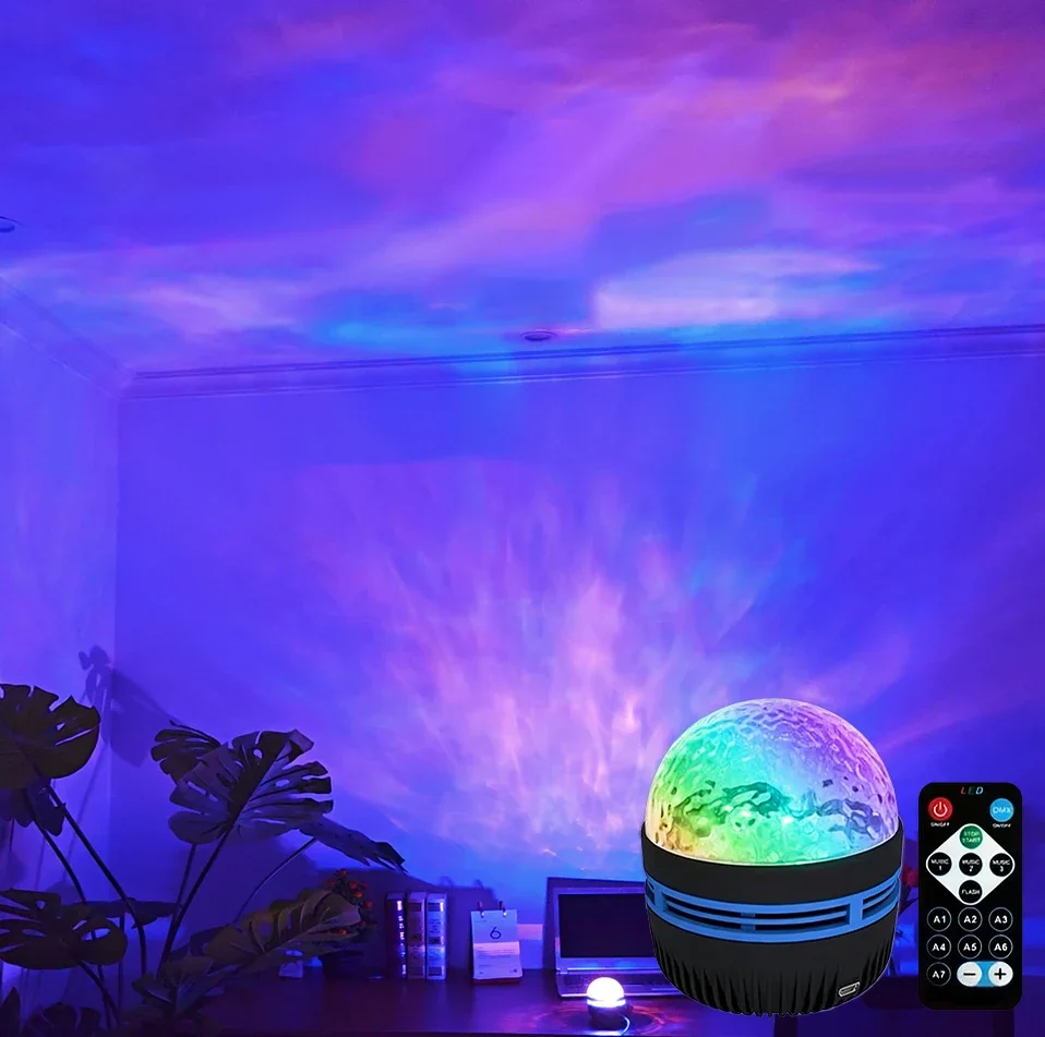 LED-Sternenhimmel-Projektor RGB Smart Fernbedienung Sternen-Aurora-Lampe KTV USB-betrieben Automatisch rotierend für Heim- und Schlafzimmerdekoration – Detail 6