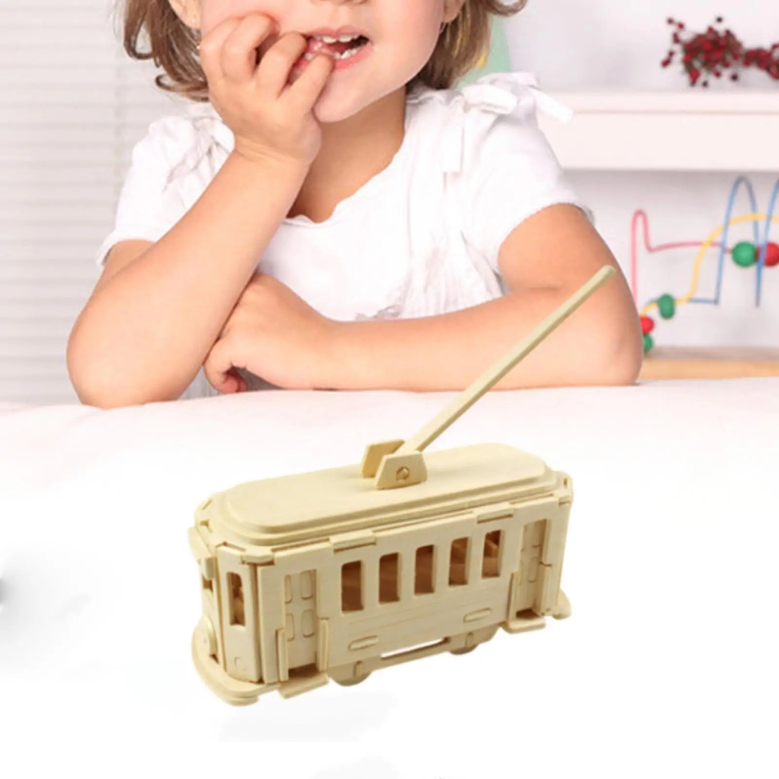 

3D Puzzle Tram Wood Craft Classic DIY Building for Adults Teens Hobbyist