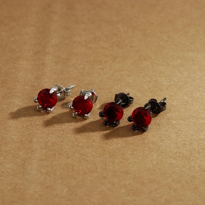 Unique Red Zircon Dragon Claw Earrings Personality Hip Hop Earbone Studs for Men and Women Trendy Earring KOFSAC