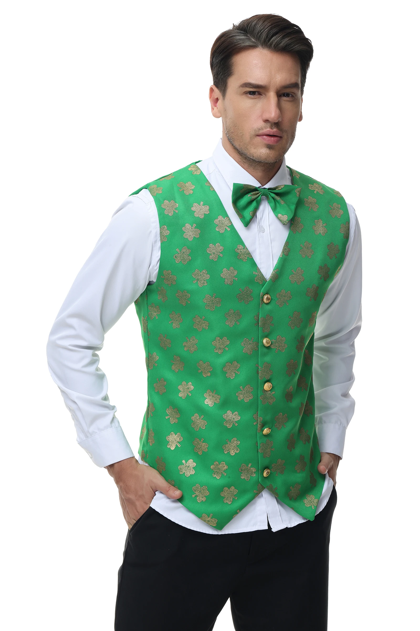 Halloween St. Patrick\'s Day Irish Lucky Clover Goblin Couple Costume Germany Oktoberfest Bavarian Beer Girl Maid Cosplay Dress