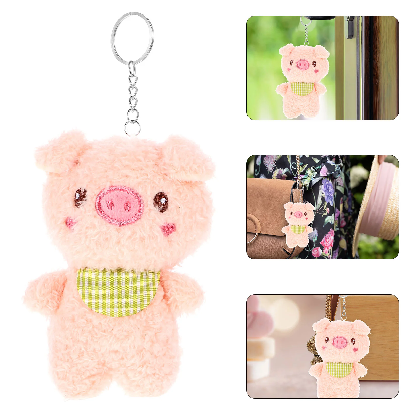 

Stuffed Pig Pendant Decorative Keyring Plush Toy Bag Hanging Rings Ornaments Keychains Decors