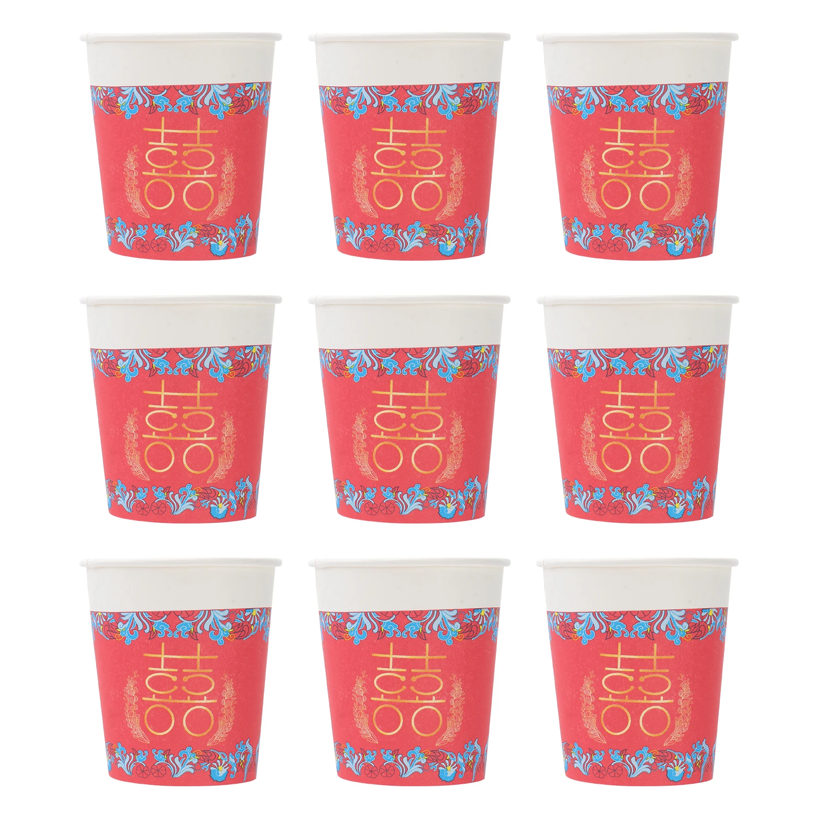 

50pcs Red Chinese Wedding Paper Cups Disposable Party Tableware Drinking Serving Utensils Eco Friendly Thick Quality Hot Cold