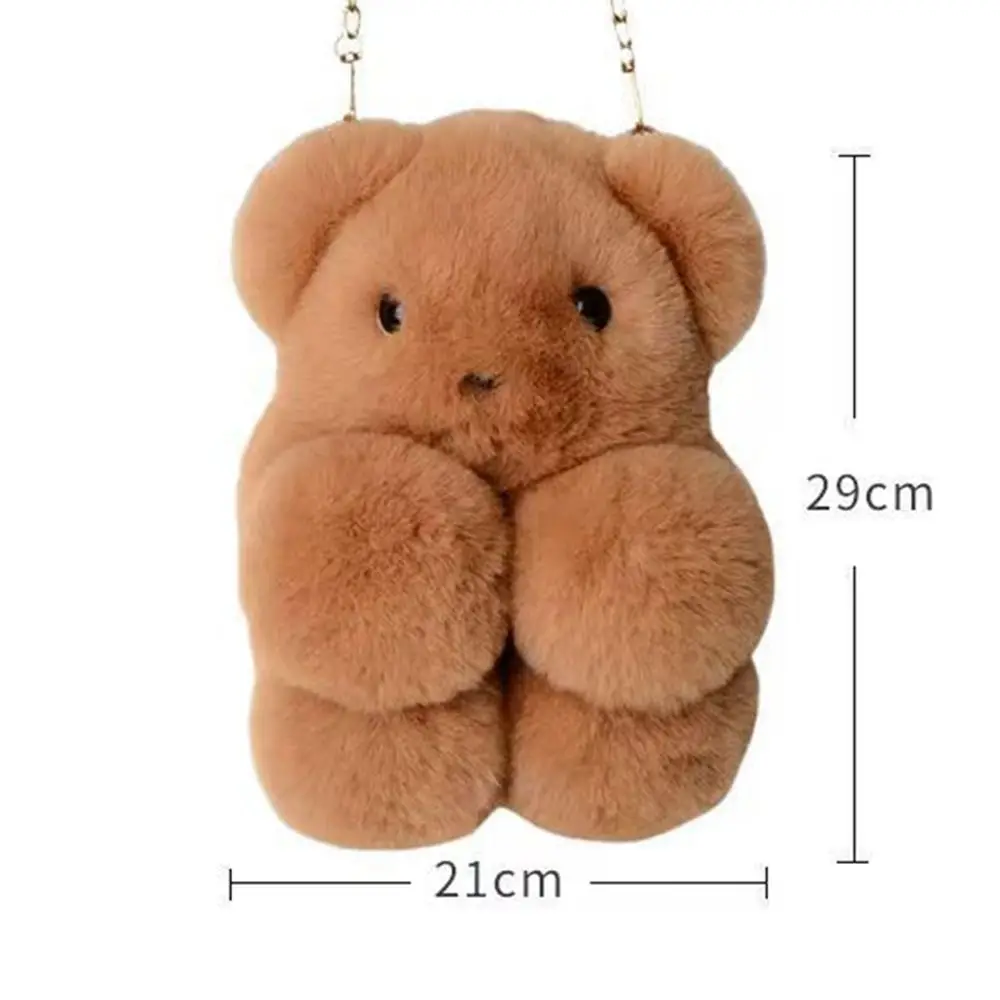 Plush Shoulder Bag Fashion Large Capacity Cartoon Bear Handbag Tote Bag Women Girls