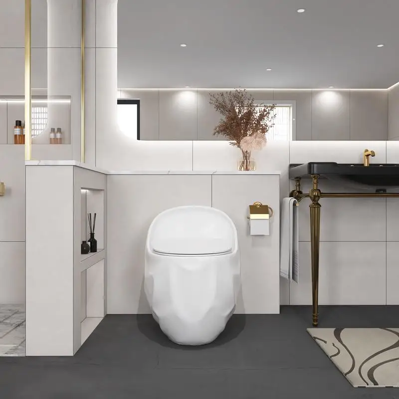 

1-Piece 1.28 GPF Single Flush Egg Shape Toilet in Glossy White Finish