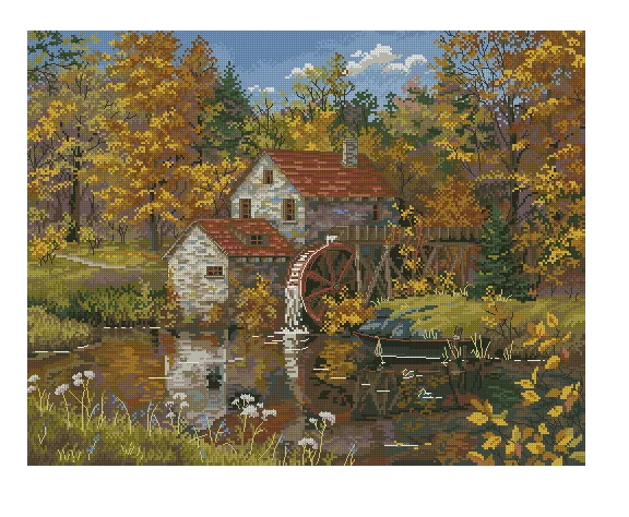 

Watermill Autumn 18CT 16CT 14CT Unprinted Top Quality Cross Stitch Kits Embroidery Art DIY Handmade Needlework Home Decor
