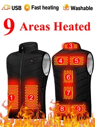 9 Heated Vest Zones Electric Heated Jackets Men Women Sportswear Heated Vest Bodywarmer Usb Inner Heat Vest Veste For Camping