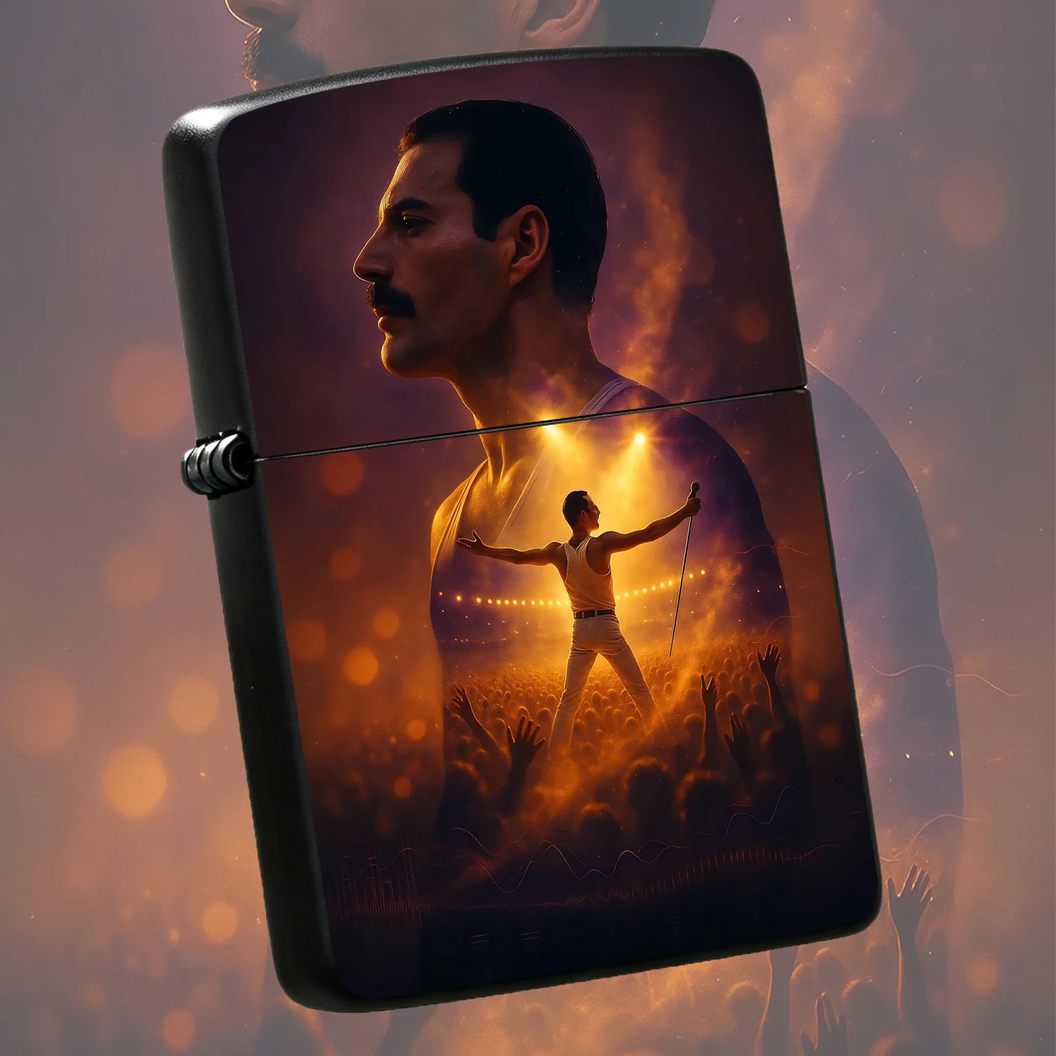 Classic Rock Idol Themed Portable Lighter, Atmospheric Stage Memory Art Print Design, Multi-scenario Applicable Daily Practical Companion, Exquisite Unique Collectible Gift ForFans, Durable Stylish Carry-around Nice Gadg Humorous and intere