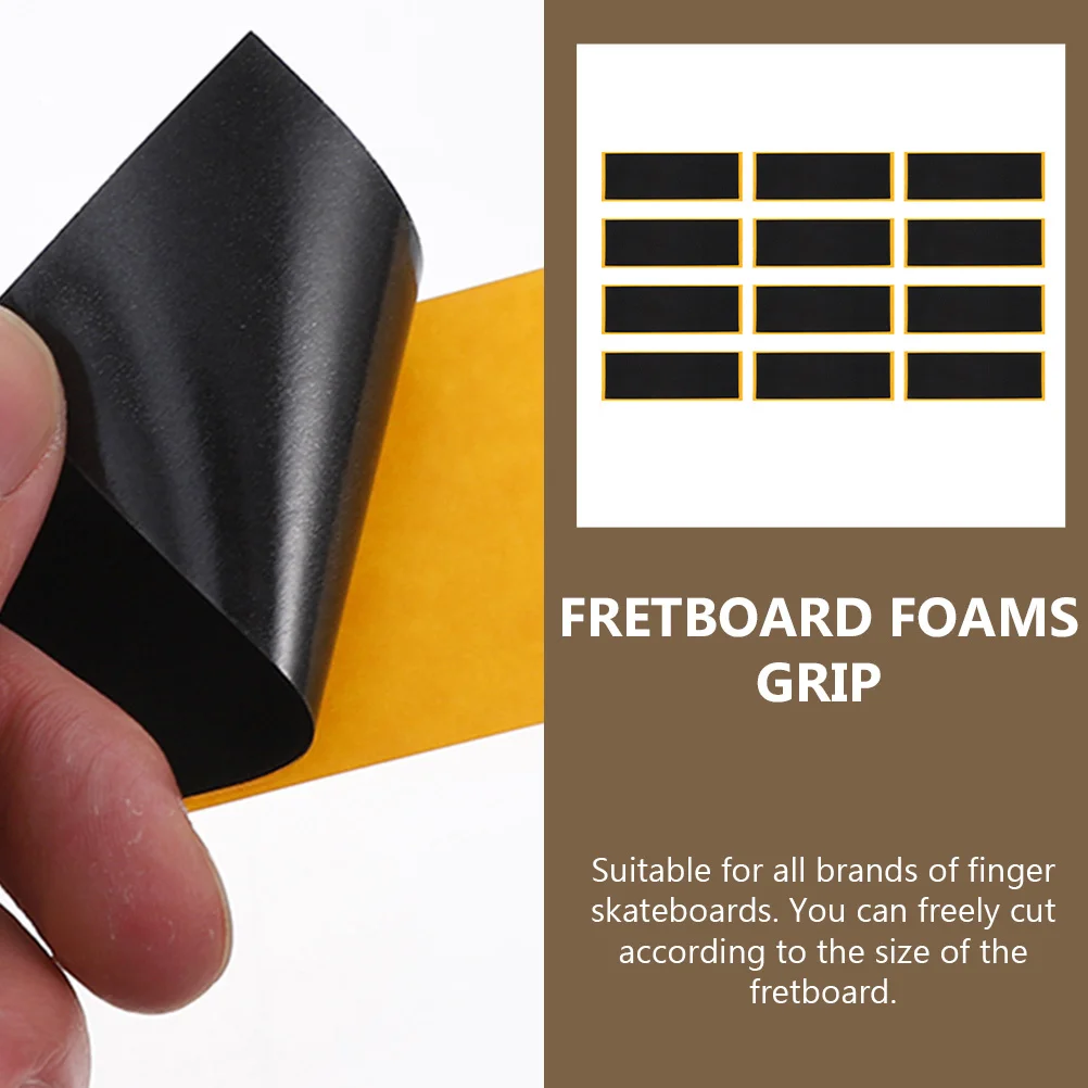 12Pcs Foam Grip Tape Fingerboard Comfortable Handle Non Slip Design for Most Mini Skateboards Fingerboard Stickers Set