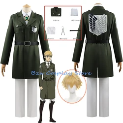 Armin Arlert Cosplay Anime Season 4 Scout Regiment Costume Eren Jager Navy Green Jacket Wig Halloween Party Outfit for Men