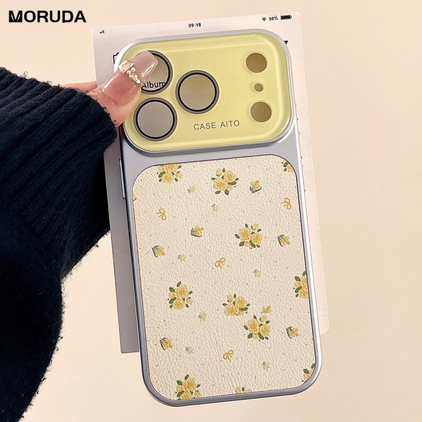 Luxuriöse Handyhülle mit Blumenmuster und großem Fenster für iPhone 17 16 Pro Max 14 15 13, Kameraschutzfolie, stoßfest, ultradünn