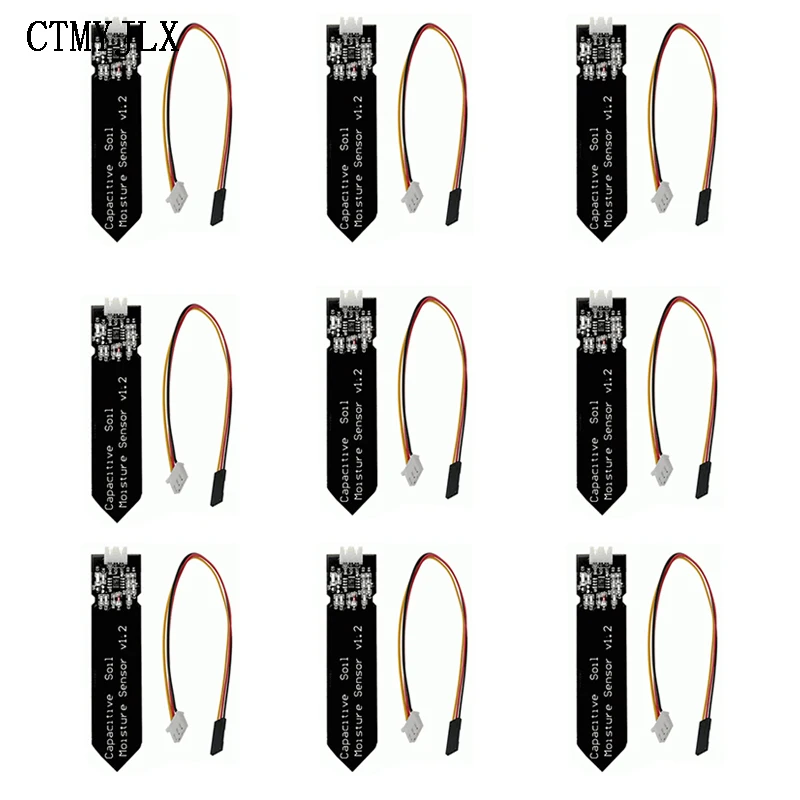 1-10pcs Capacitive Soil Moisture Sensor Module Not Easy To Corrode Wide Voltage Wire 3.3~5.5V Corrosion Resistant W/ Gravity