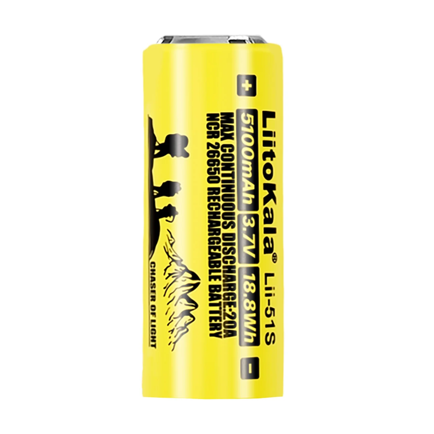 LiitoKala Lii-51S-JT 3.7V 26650 5100mah Bateria recarregável de íon-lítio 26650 de alta capacidade para lanterna led