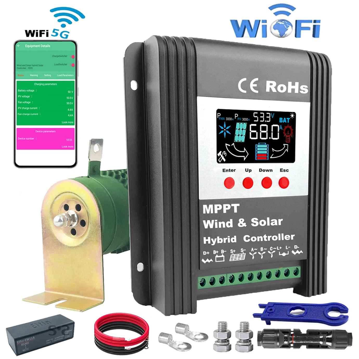 

12V 24V 48V MPPT wind solar charge controller 8KW 5K 6KW Solar Panel Wind Generator home Lead-acid LiFePO4 Gel Battery Regulator