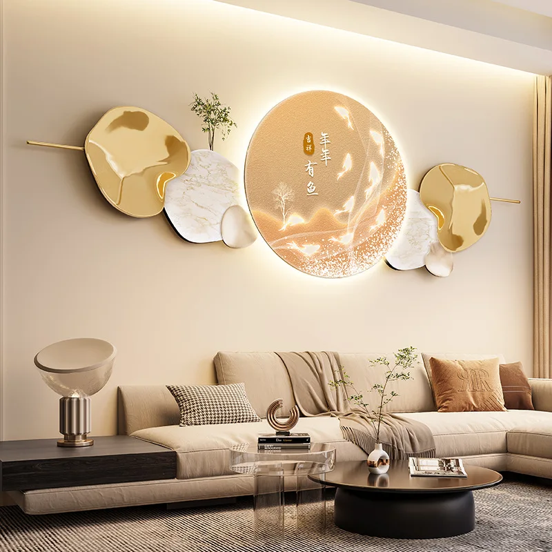 

Living Room Decoration Sofa Background LED Lights Light Luxury High-end Feeling New Chinese Style Hanging Painting Wall Lights