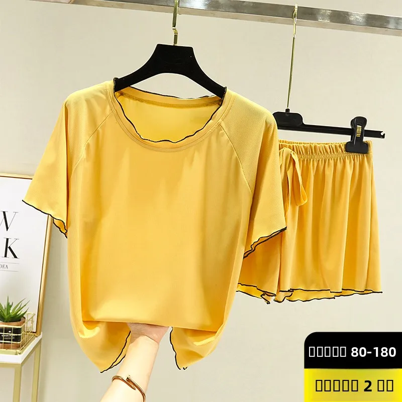 

Женский комплект из модала, летняя свободная тонкая футболка ort Sve, большие размеры, домашний комплект из двух предметов, удобный, дышащий