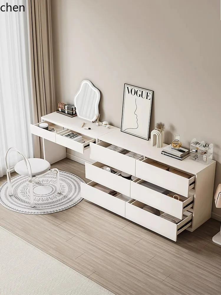 

ZML solid wood dresser modern bedroom simple bedside storage cabinet chest integrated small apartment makeup table