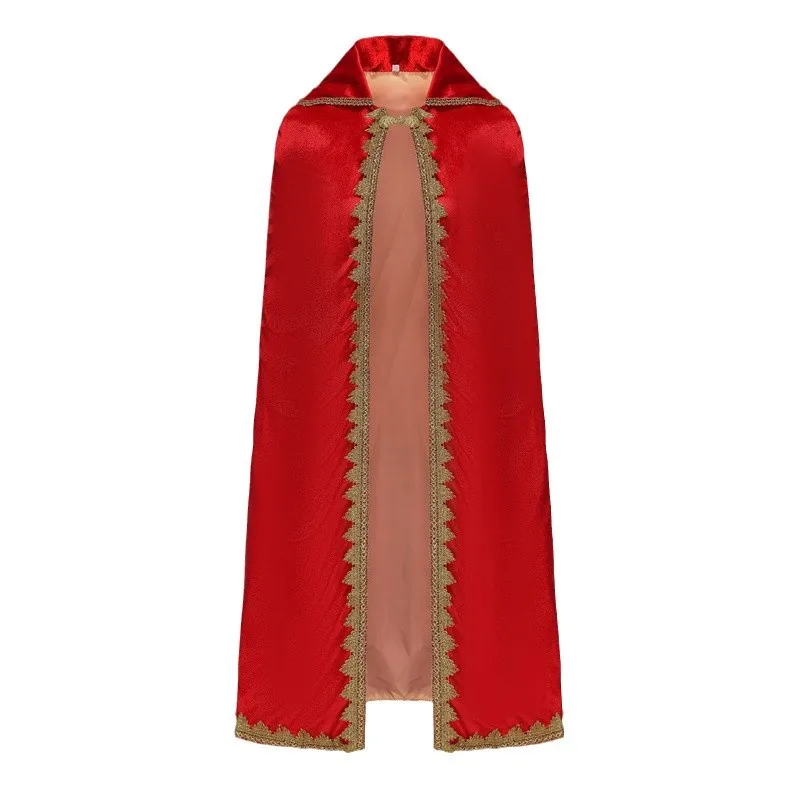 Halloween Christmas Prince Performance Costume Cosplay Children Red Double Layer King Cape Stage Performance Costume
