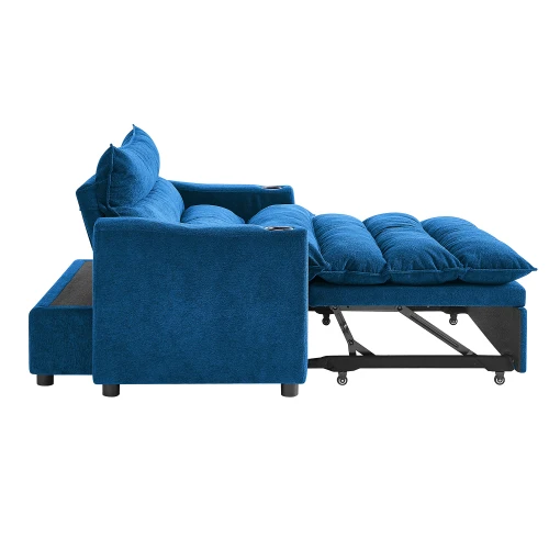 #Sofa Bed Set 3-in-1 Multi-Functional Velvet Chaise Lounge Pull-Out Bed  Loveseat For Villa