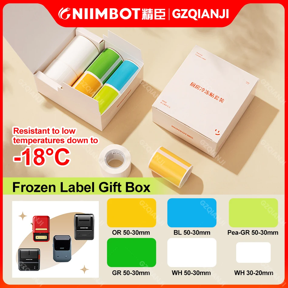 Niimbot Waterproof Freezer Label Paper Resistant to low Temperatures Down to -18°C Sticker Roll for B1 B21 B203 Label Printers