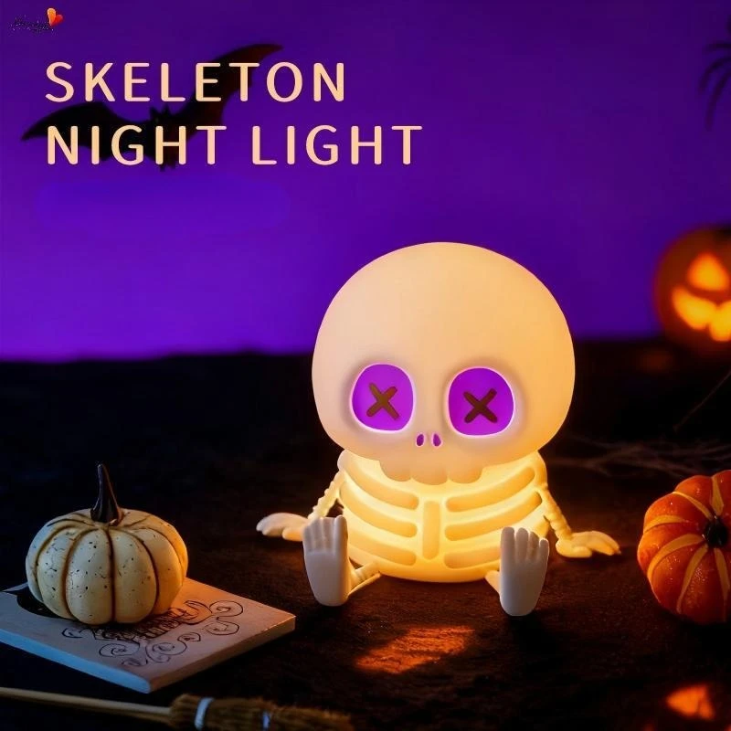 Halloween Skeleton Night Light Atmosphere Light Silicone Patting Light