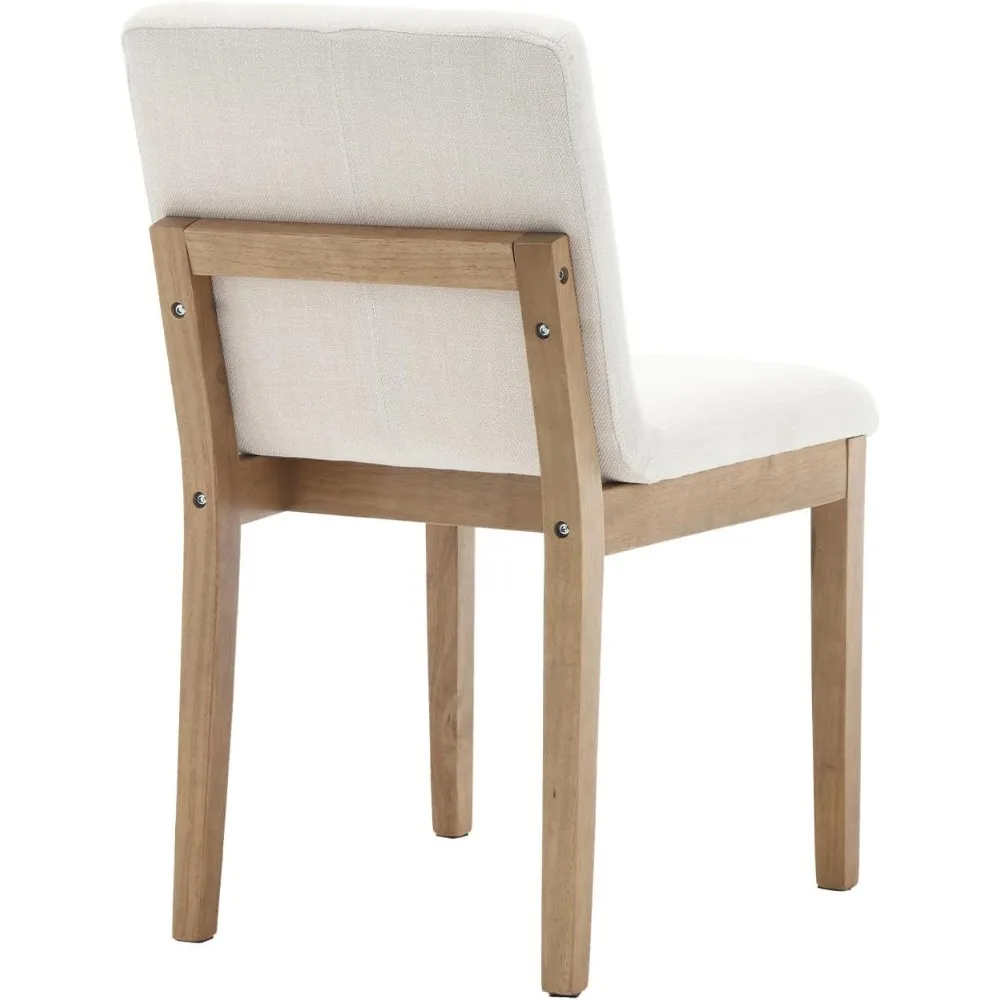 Moderne eetkamerstoelen Elegante keukenstoelen Linnen stof Armloze houten stoelen Gestoffeerd voor eetkamer Woonkamer, set van 4