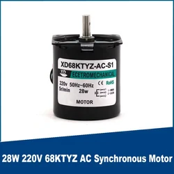 68KTYZ motore sincrono AC asse centrale 28W 220V 2.5 rpm-110 rpmMicro motore motore a magnete permanente CW CCW