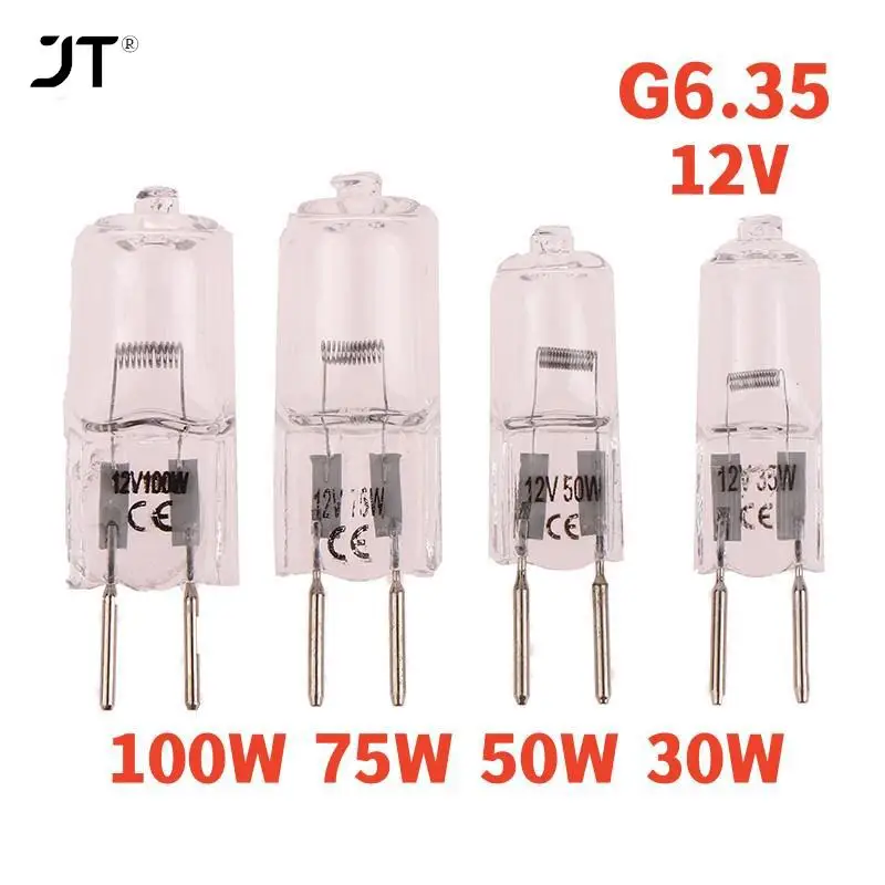 1pcs 12V G6.35 35W 50W 75W 100W Halogen Lamp Beads Suitable For Aromatherapy Lamp Crystal Lamp Projector 2pin Bulb