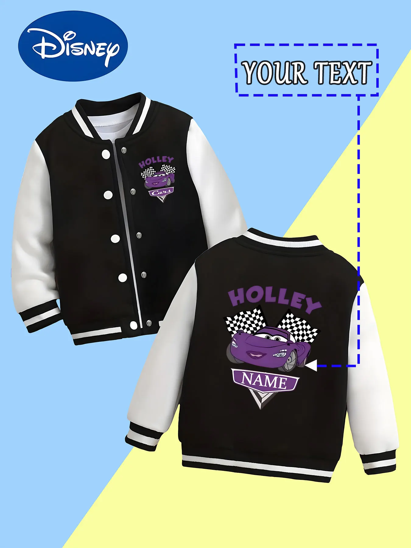

MINISO Disney Cars Holly Kids Baseball Jacket - Holly's cool image, full of creativity, perfect for theme parties or everyday ca