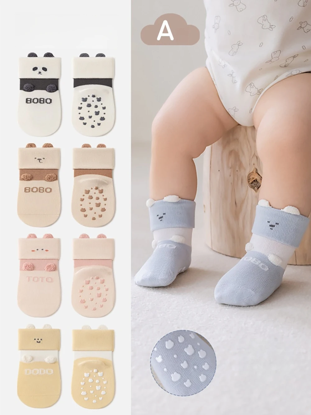 Baby Socks 0-5T Cartoon Animal Socks for Girls Anti Slip Adhesive Socks for Newborns Toddler Girls Step Socks