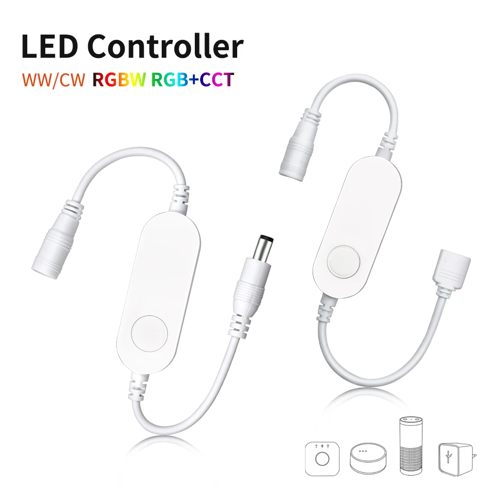 DC 5V 12V 24V Zigbee Wifi LED Controller for Single Color CCT RGB LED Strip Dimmer APP Alexa Google Assistant Voice Control