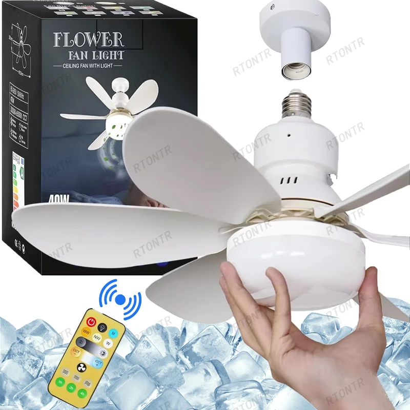 

Household Detachable Fan Blades, Small Fan, Restaurant Bedroom, Intelligent Remote Control Ceiling Fan, Wind and Light Adjustmen
