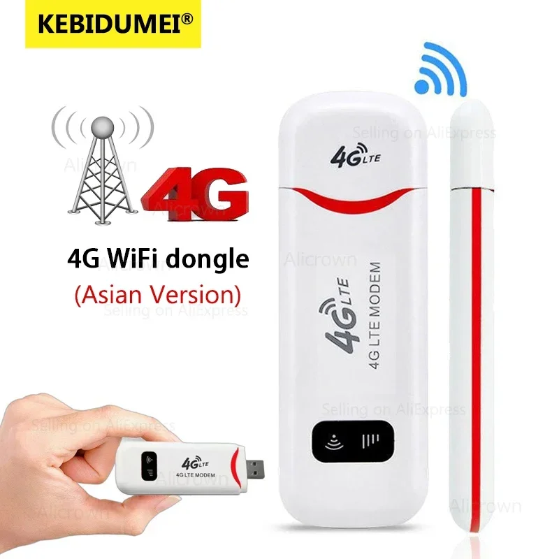KEBIDUMEI 4G LTE Wireless USB Dongle 150Mbps Mobile Broadband Modem Stick 4G Sim Card Wireless Router Home Office WiFi Adapter