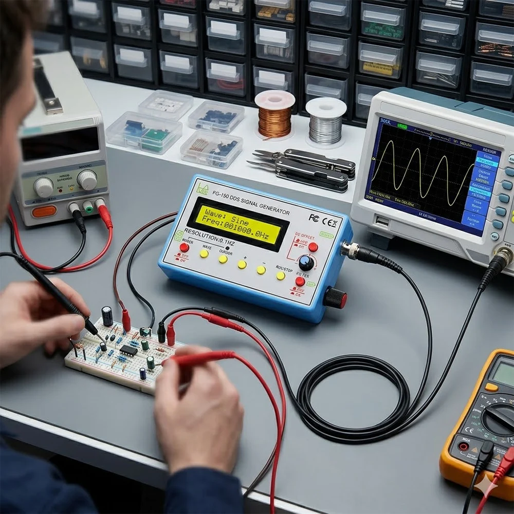 FG-150 DDS Funktionssignalgenerator Frequenzzähler 0,1Hz - 500KHz Signalquellenmodul 15 Wellenformen Einstellbarer Arbeitszyklus – Detail 6