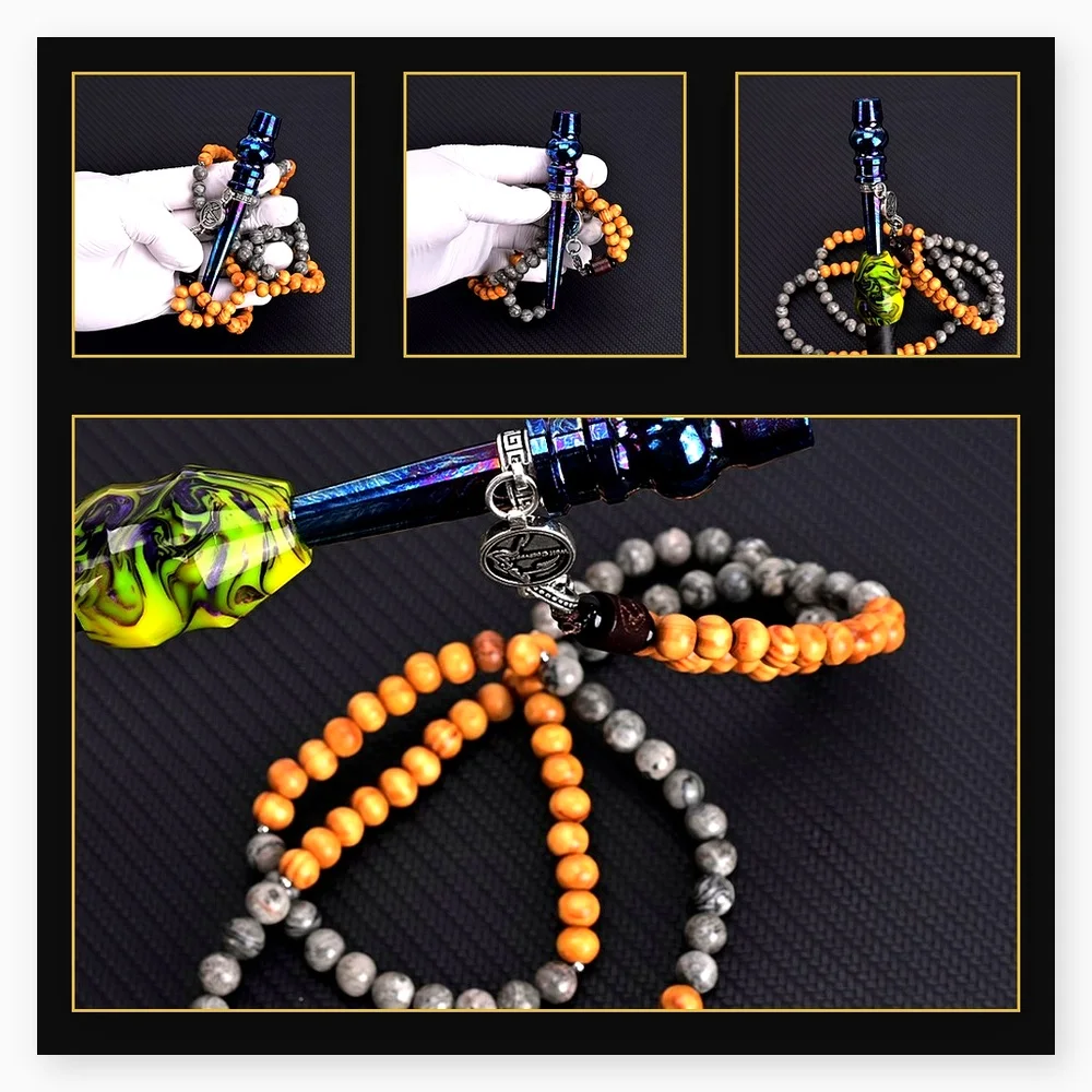 WOLF COOLVAPE Titanium Shisha Tips with Blue Gourd Mouthpiece - Premium Water Pipe Holder & Decorative Neck Chain Model