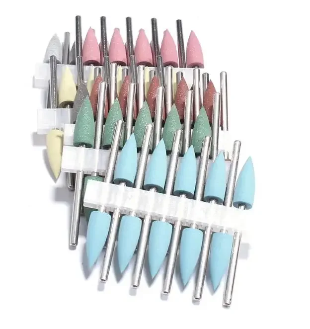 Pulidor de goma de silicona, cabezal de molienda de 2,35mm, broca de uñas, taladro eléctrico para manicura, accesorio para máquina, 10 unidades por