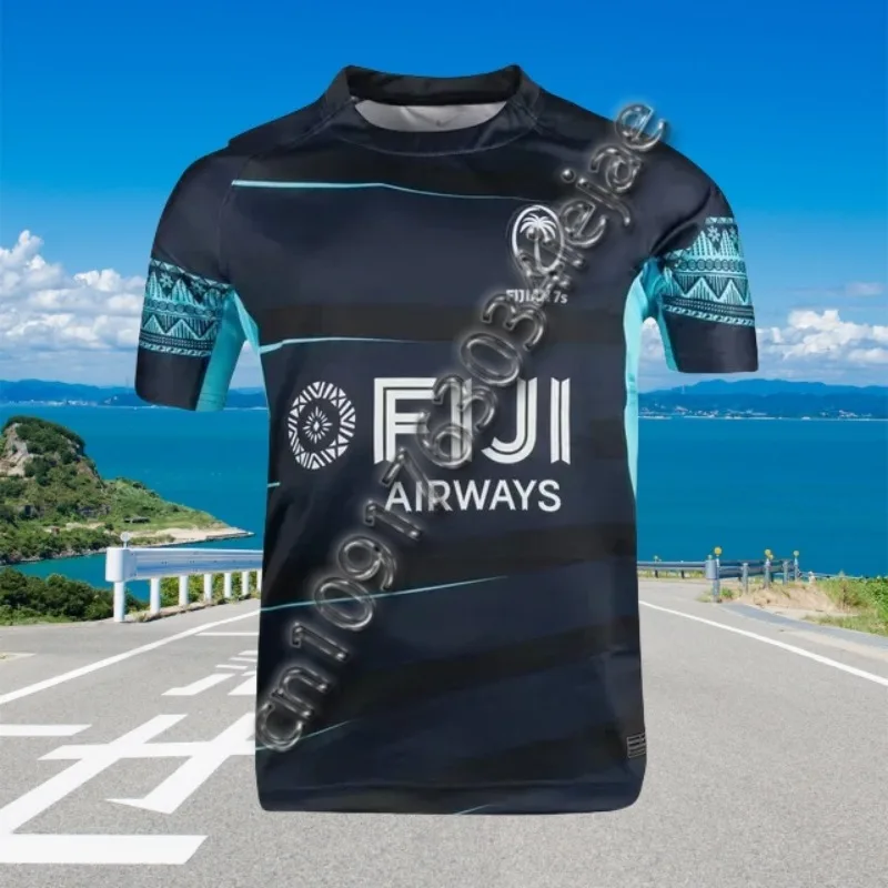 

MOTO-Men's Casual Loose T-shirt, Fiji 7S3D Printed Summer Quick Drying Breathable Short Sleeved Round Neck Shirt