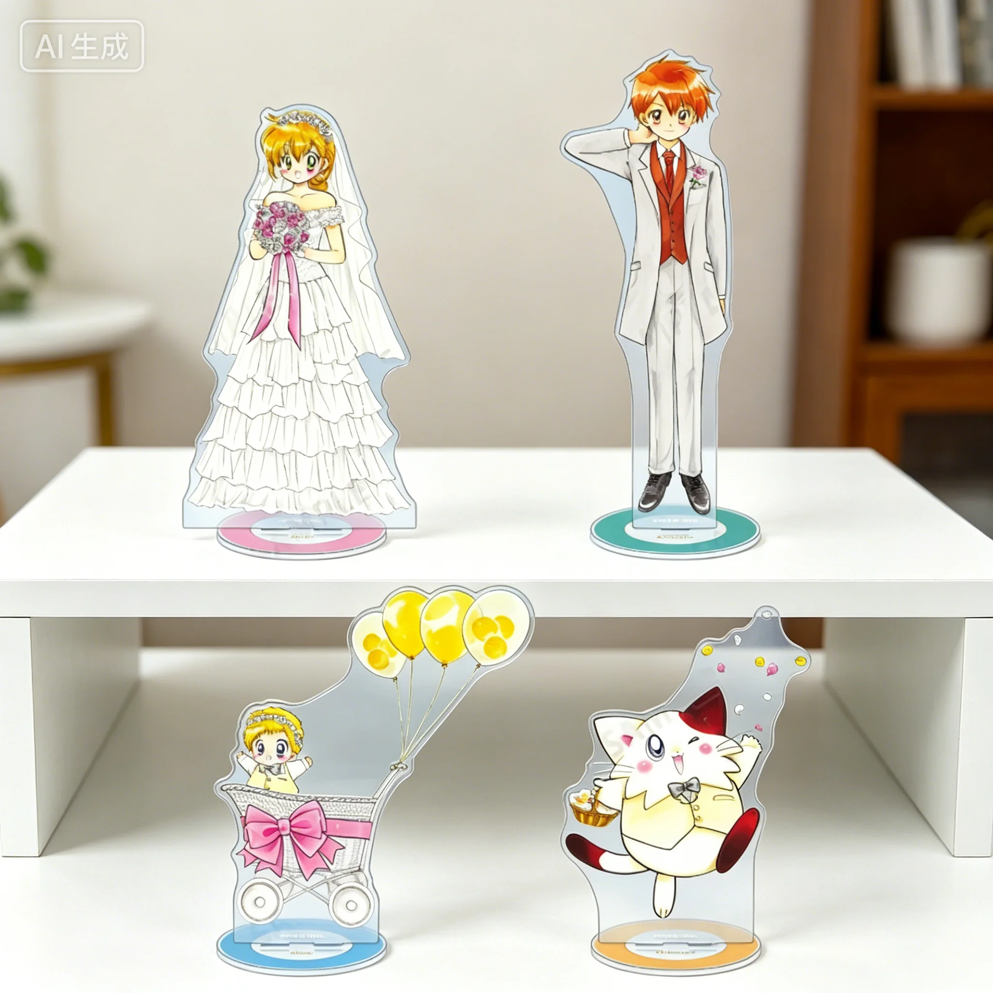 Anime UFO Baby Wedding dress Miyu Kozuki Kanata Saionji Ruu Wannya Acrylic Stand Model Plate Keychains Desk Decor