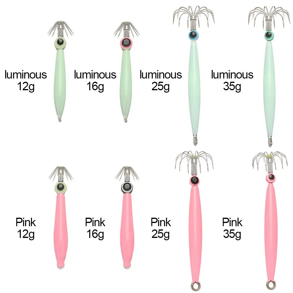 1Pc Stainless Steel Squid Hook Simulation Noctilucent Octopus Bait New Style Wood Shrimp Lures Sleeve-fish Fishing Tackle