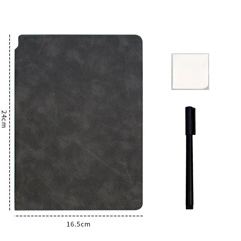 1pc Reusable Whiteboard Notebook Set with Whiteboard Pen Erasing Cloth Leather Memo Pad Weekly Planner Portable Office Tools