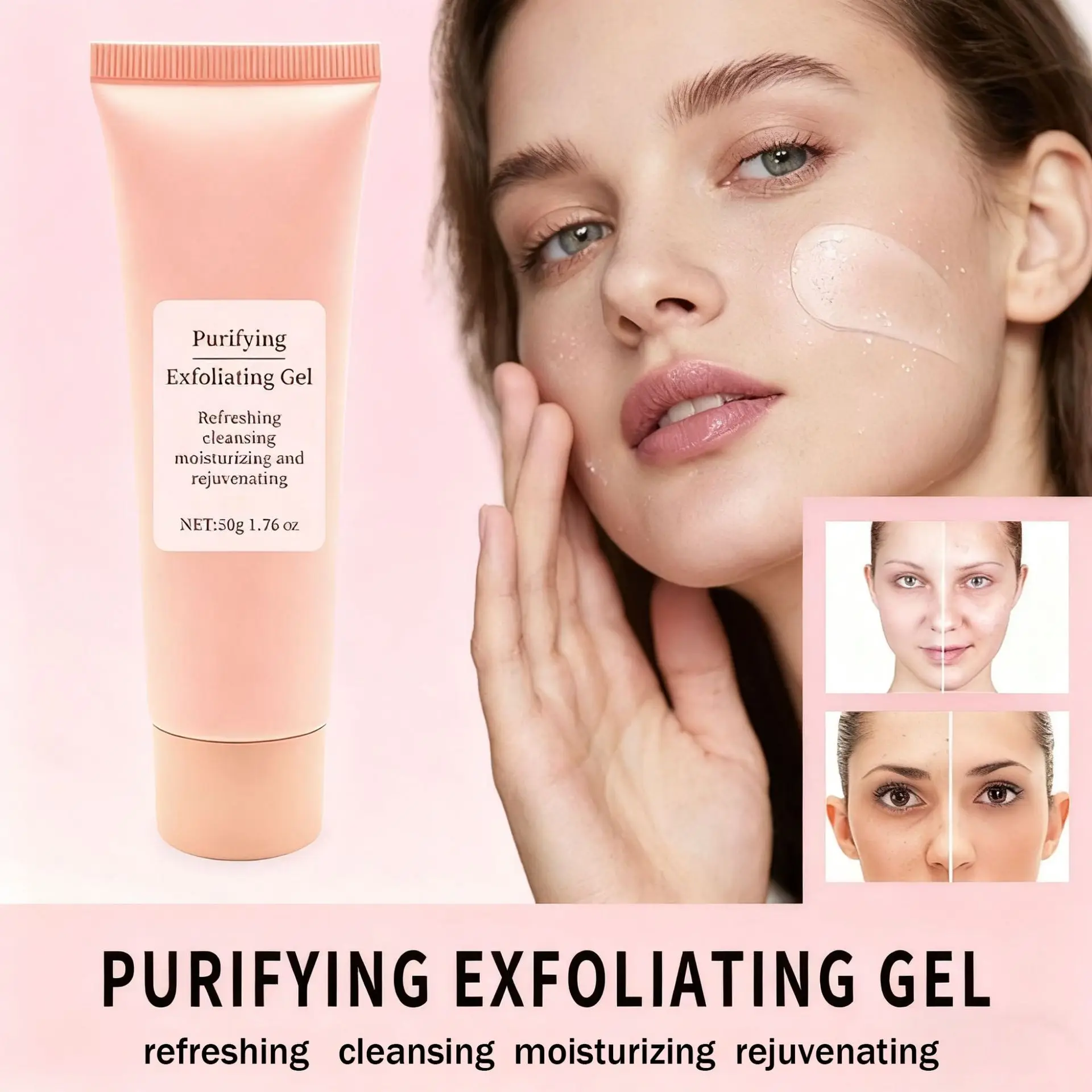 50g Face Exfoliating Gel Deep Pore Cleanser Gentle Exfoliate Oil Control Smooth Soften Moisturizing Facial Scrub Clean Pores