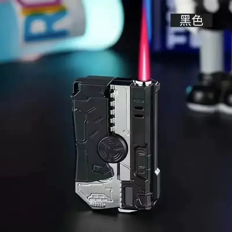 

HOT Portable Windproof Inflatable Lighter Gyroscope Decompression Jet Flame Deformation Gun Butane Lighter Men Toy Fast Shipping