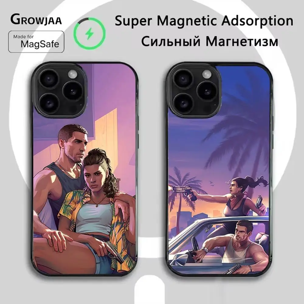 

G-GTA 6 G-Grand Phone Case For iPhone 16e,16,15,14,13,12,11,Plus,Pro,Max,Mini Magsafe Magnetic Wireless Charging