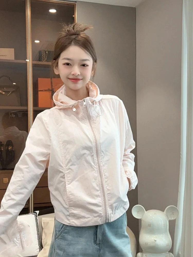 

Летняя тонкая женская куртка-худи Slim Fit: модная, солнцезащитная, для повседневной носки...